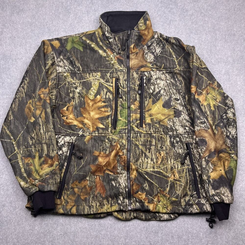 mad dog gear mossy oak jacket camo fleece lined full zip large